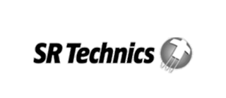 A black and white version of the SR Technics logo.