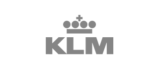 The logo for KLM, which features a crown above the company name.