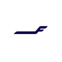 The Finnair symbol, which features an illustrated minimalistic navy plane on a white background.